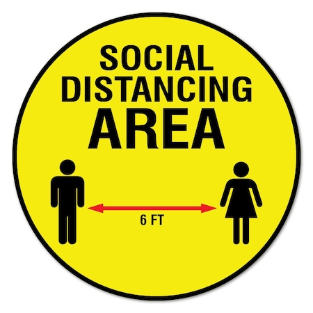 Signmission Social Distance Area 6 Ft Non-Slip Floor Graphic, 7in Vinyl Decal, 7" x 7", FD-C-7-99990 FD-C-7-99990
